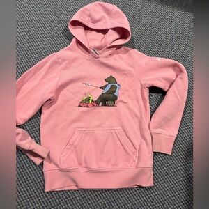 Columbia hooded sweatshirt. Girls Sz M 10/12. Bear making s’mores.